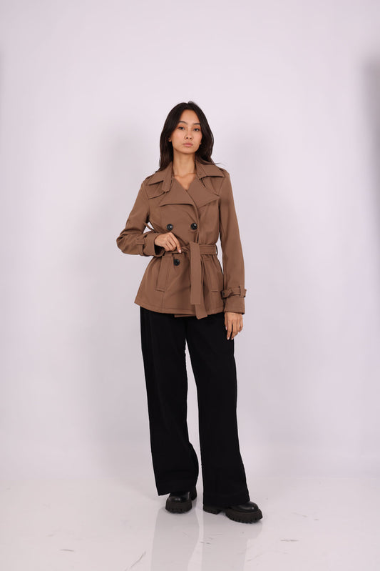 DOUBLE-BREASTED BELTED TRENCH COAT