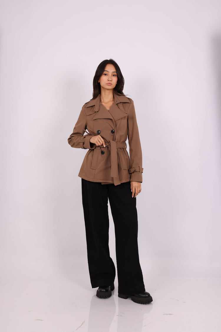 DOUBLE-BREASTED BELTED TRENCH COAT