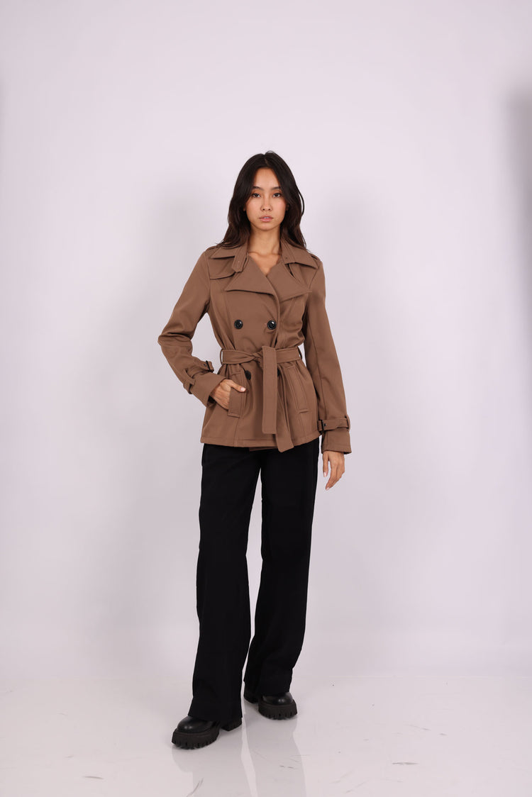 DOUBLE-BREASTED BELTED TRENCH COAT
