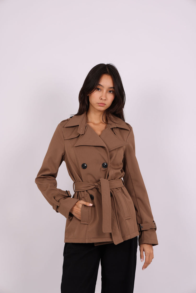 DOUBLE-BREASTED BELTED TRENCH COAT
