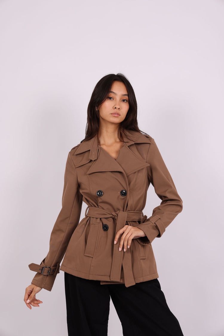 DOUBLE-BREASTED BELTED TRENCH COAT