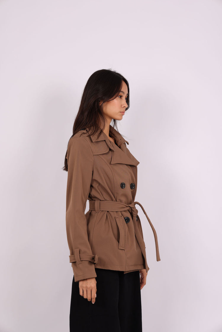 DOUBLE-BREASTED BELTED TRENCH COAT