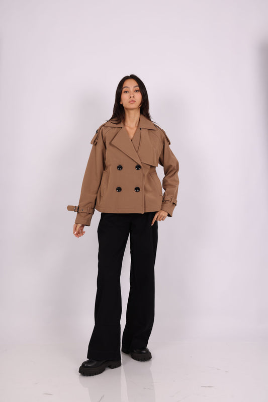 CROPPED DOUBLE-BREASTED TRENCH JACKET