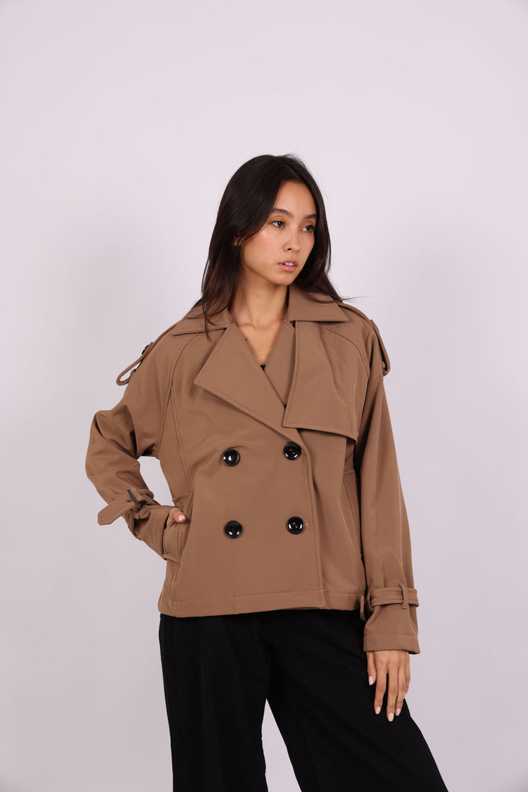 CROPPED DOUBLE-BREASTED TRENCH JACKET