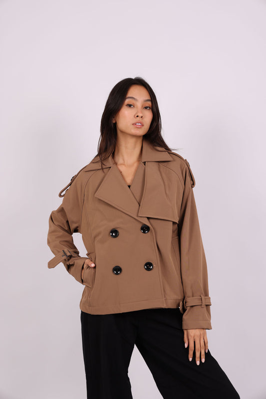 CROPPED DOUBLE-BREASTED TRENCH JACKET