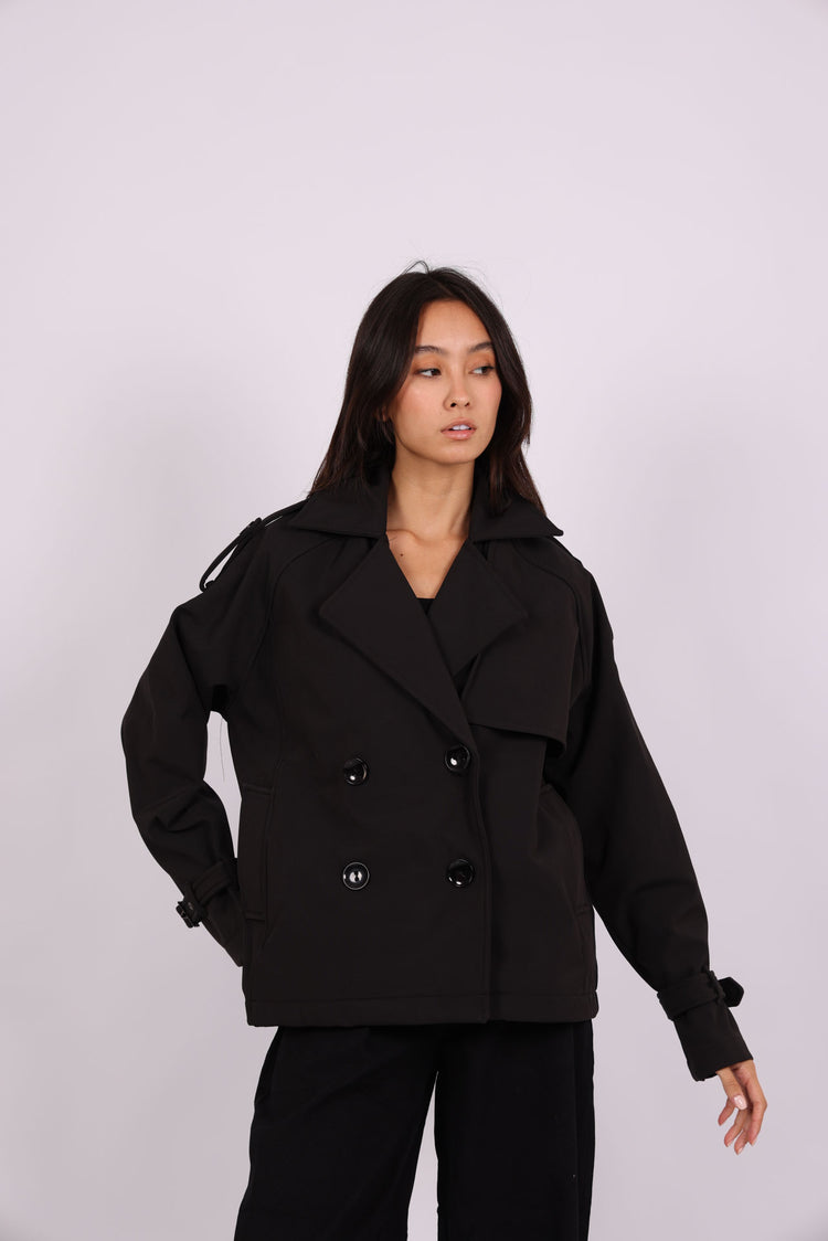 CROPPED DOUBLE-BREASTED TRENCH JACKET