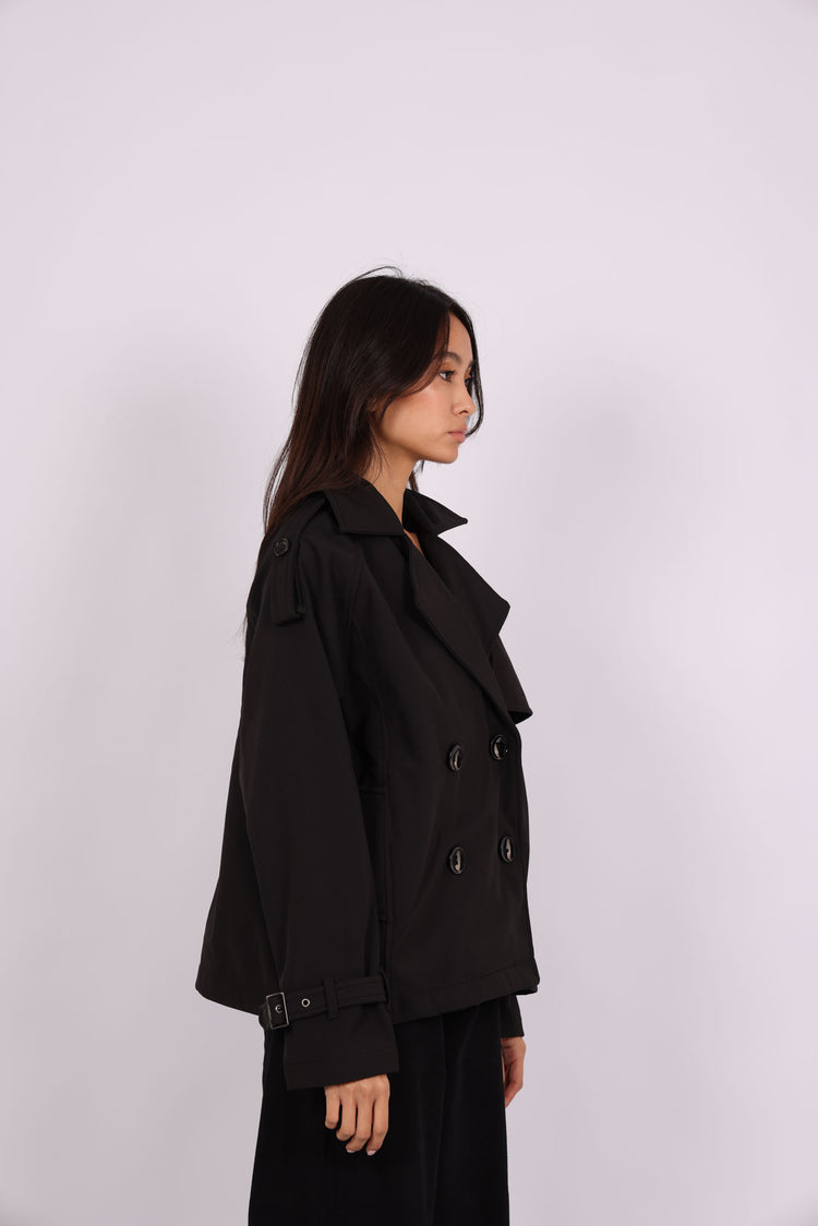 CROPPED DOUBLE-BREASTED TRENCH JACKET