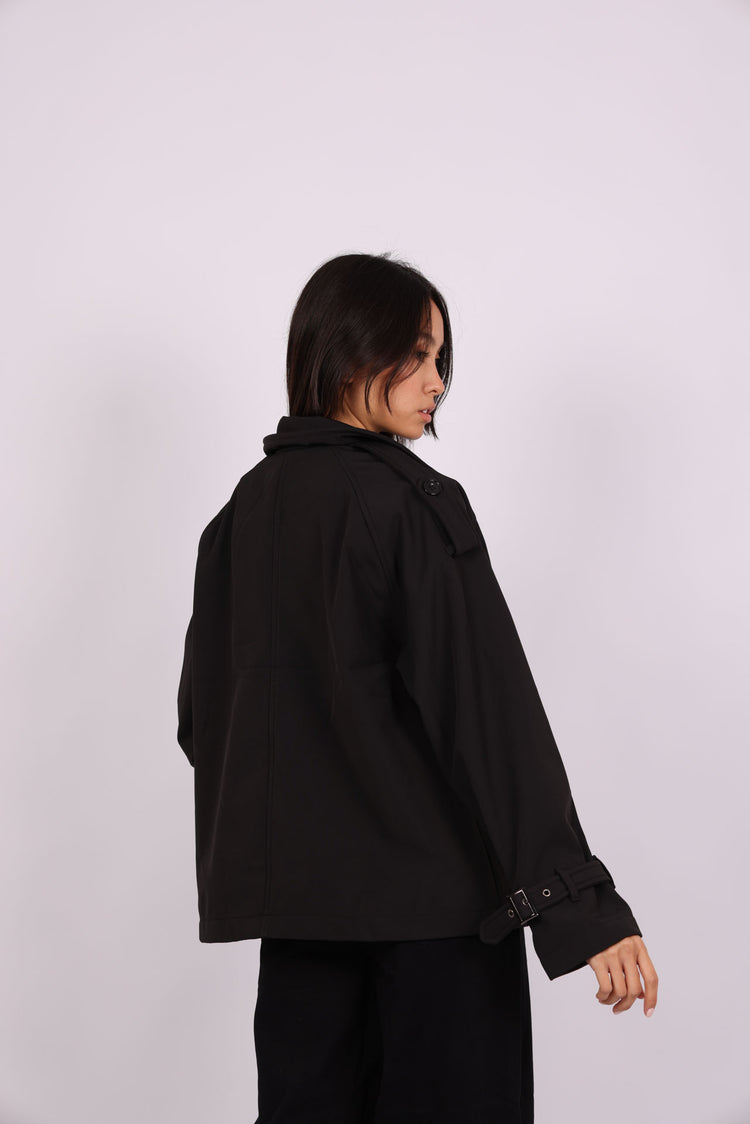 CROPPED DOUBLE-BREASTED TRENCH JACKET