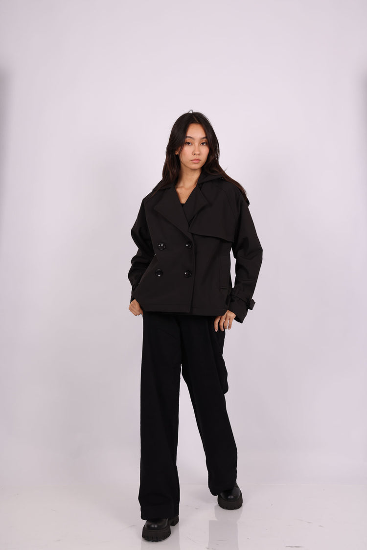 CROPPED DOUBLE-BREASTED TRENCH JACKET