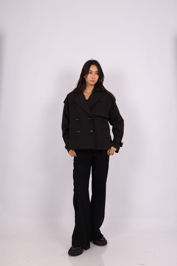 CROPPED DOUBLE-BREASTED TRENCH JACKET