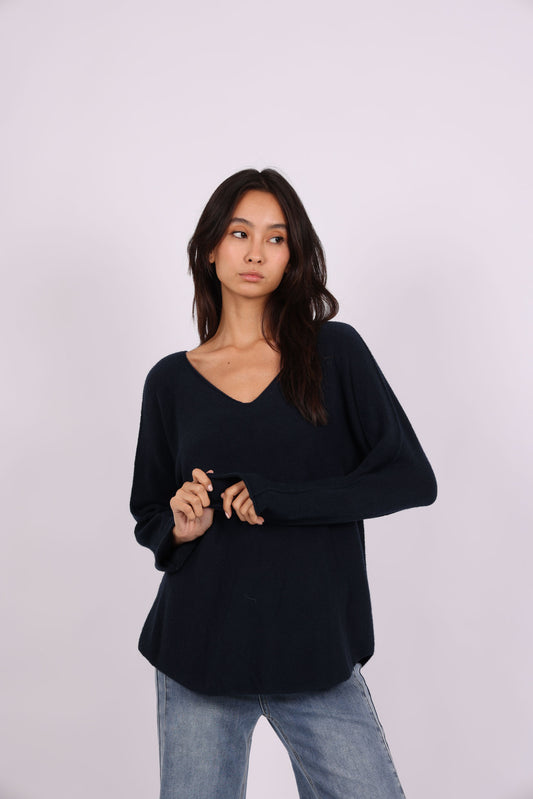RELAXED V-NECK KNIT SWEATER