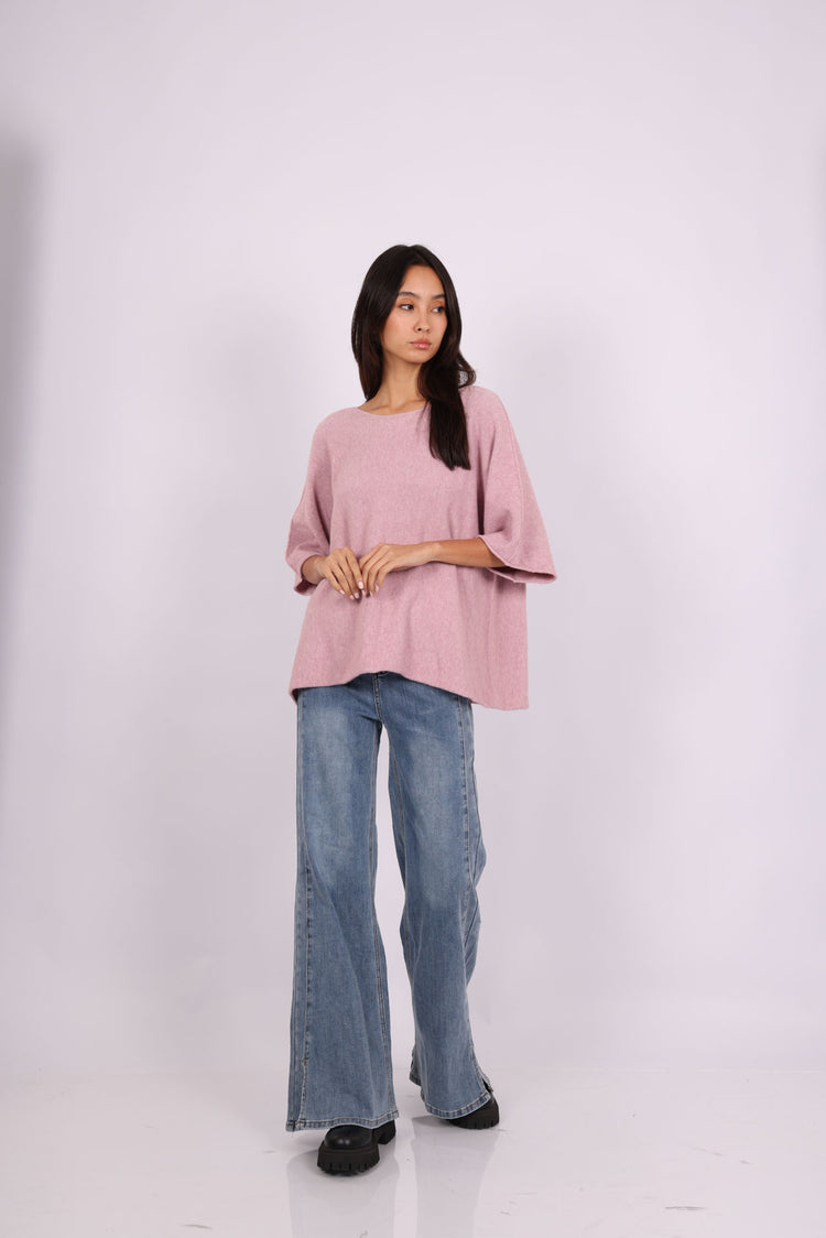 OVERSIZED ROUND-NECK KNIT TOP