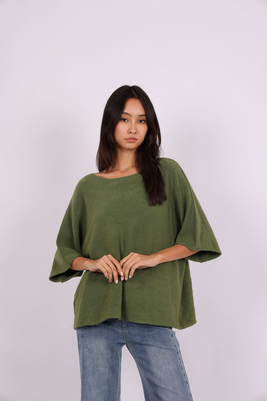 OVERSIZED ROUND-NECK KNIT TOP