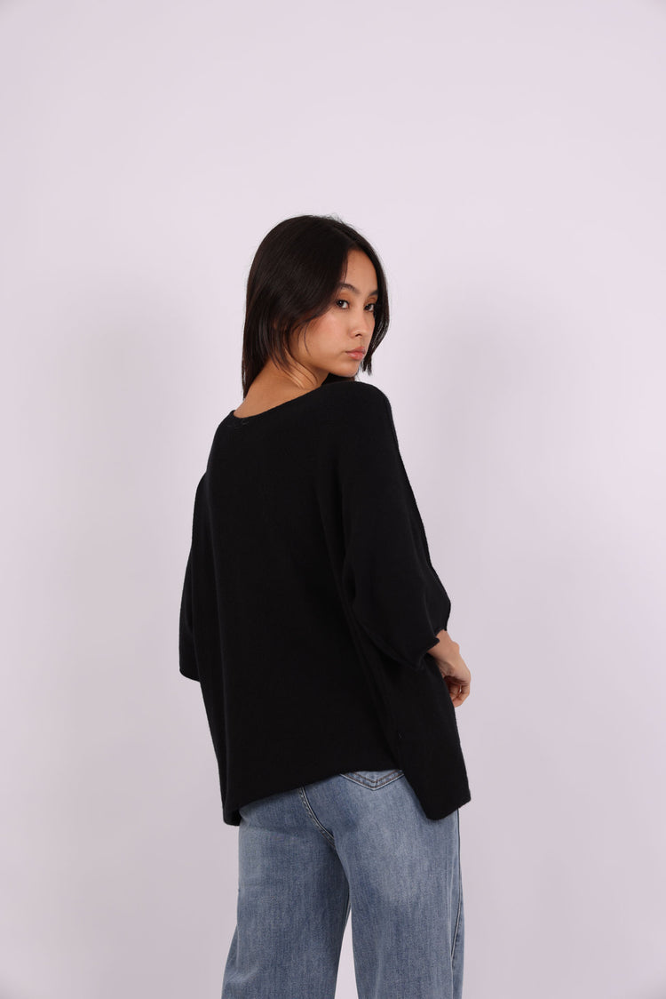 OVERSIZED ROUND-NECK KNIT TOP