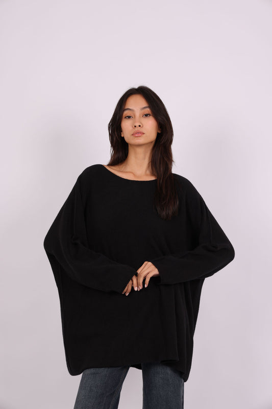 OVERSIZED ROUND-NECK KNIT SWEATER