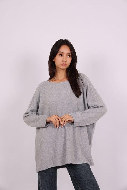 OVERSIZED ROUND-NECK KNIT SWEATER