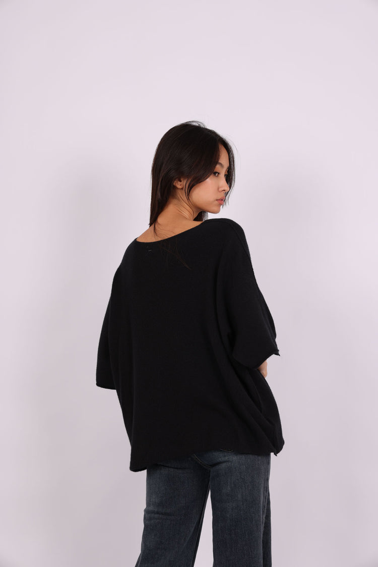 OVERSIZED SHORT-SLEEVE V-NECK KNIT