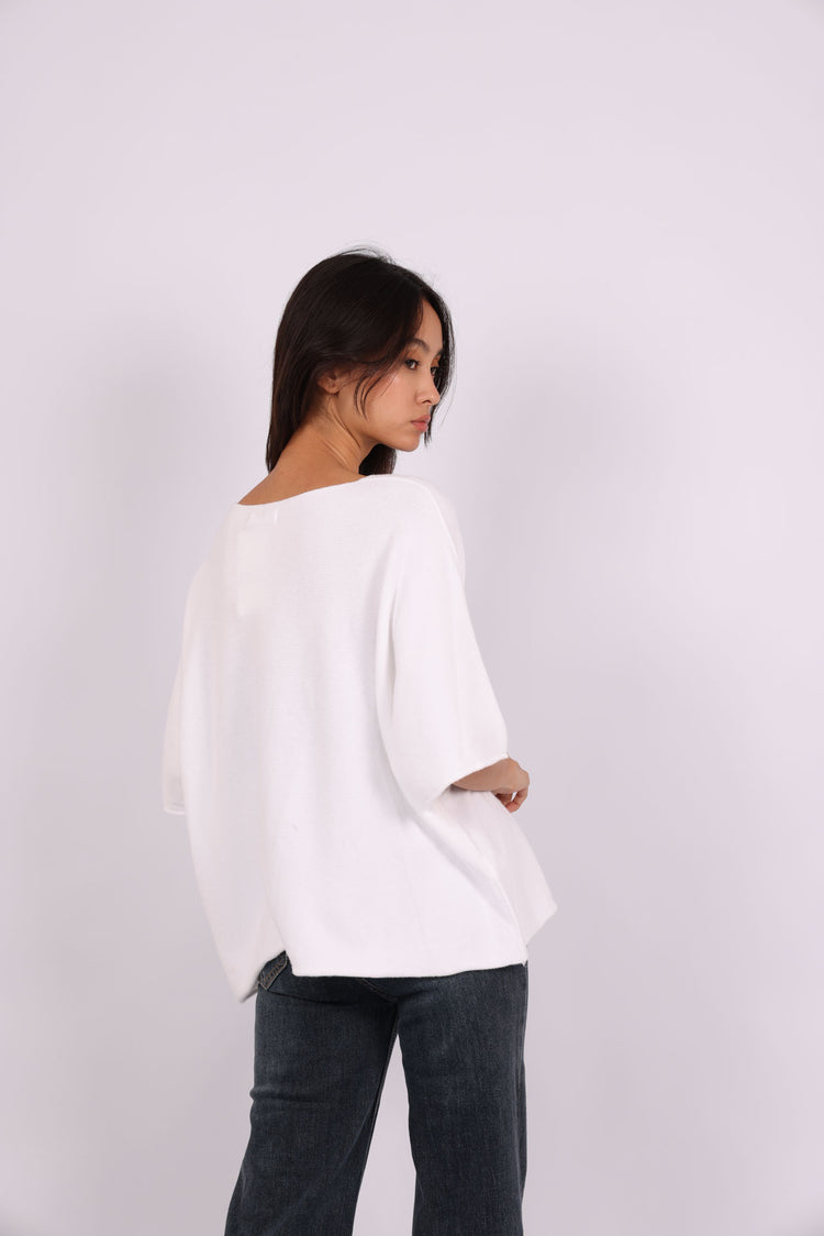 OVERSIZED SHORT-SLEEVE V-NECK KNIT