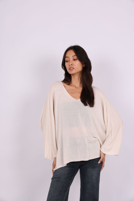 OVERSIZED LIGHTWEIGHT V-NECK KNIT