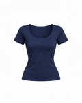 SCOOP-NECK SHORT-SLEEVE TOP