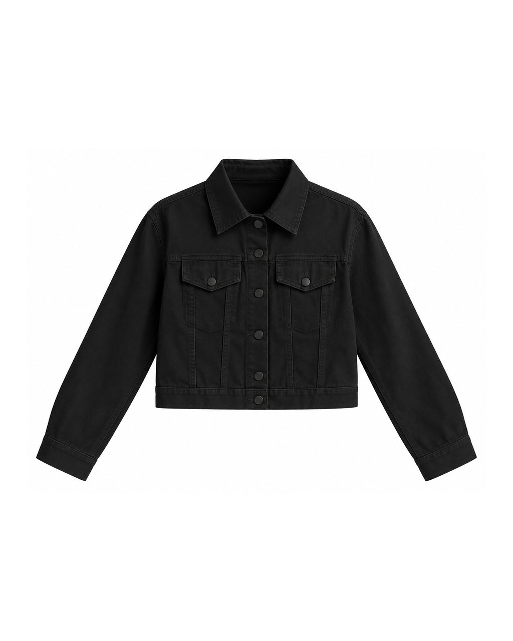 CROPPED BUTTON-FRONT DENIM JACKET