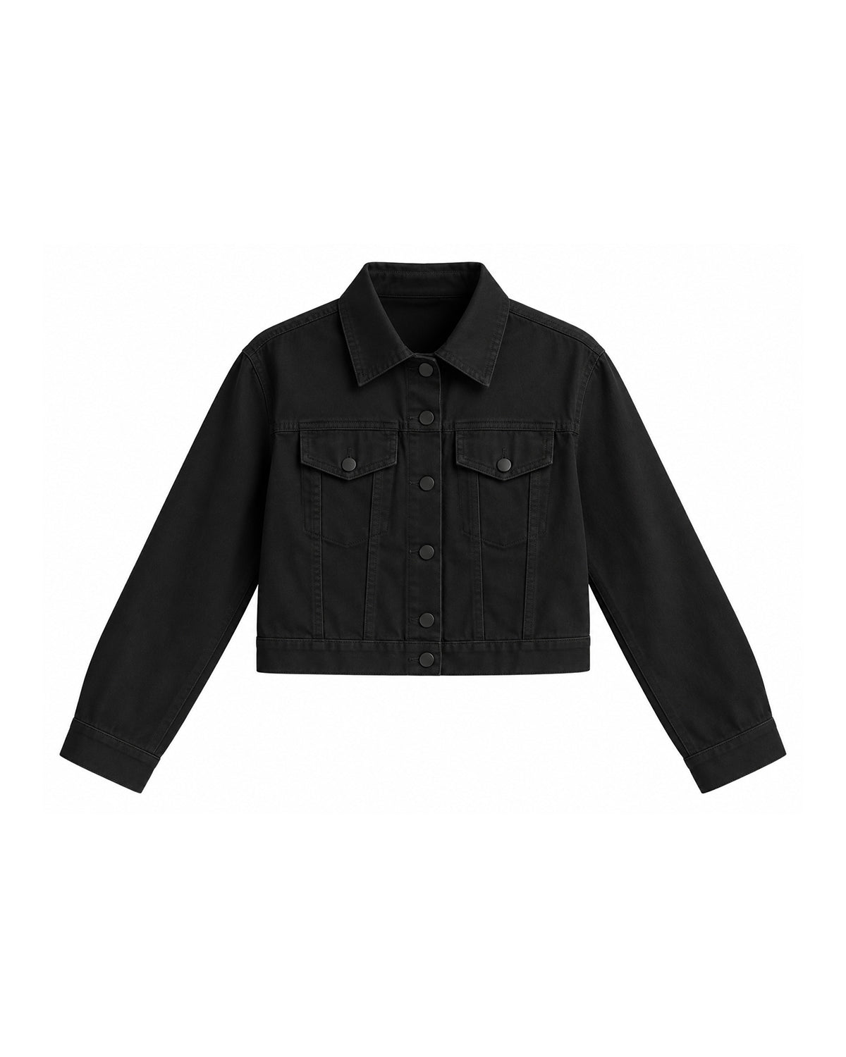 CROPPED BUTTON-FRONT DENIM JACKET