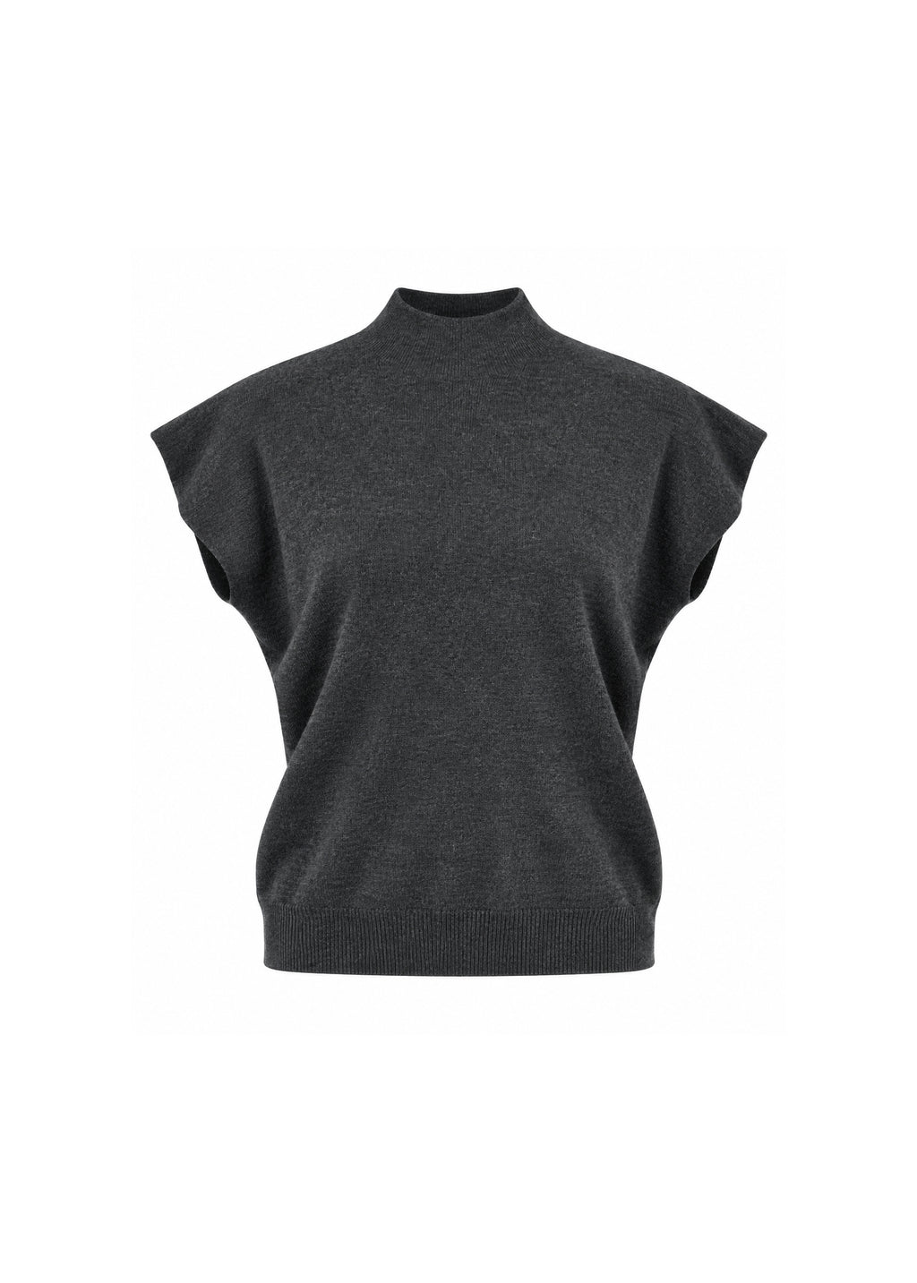 MOCK-NECK CAP-SLEEVE KNIT TOP