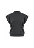 MOCK-NECK CAP-SLEEVE KNIT TOP