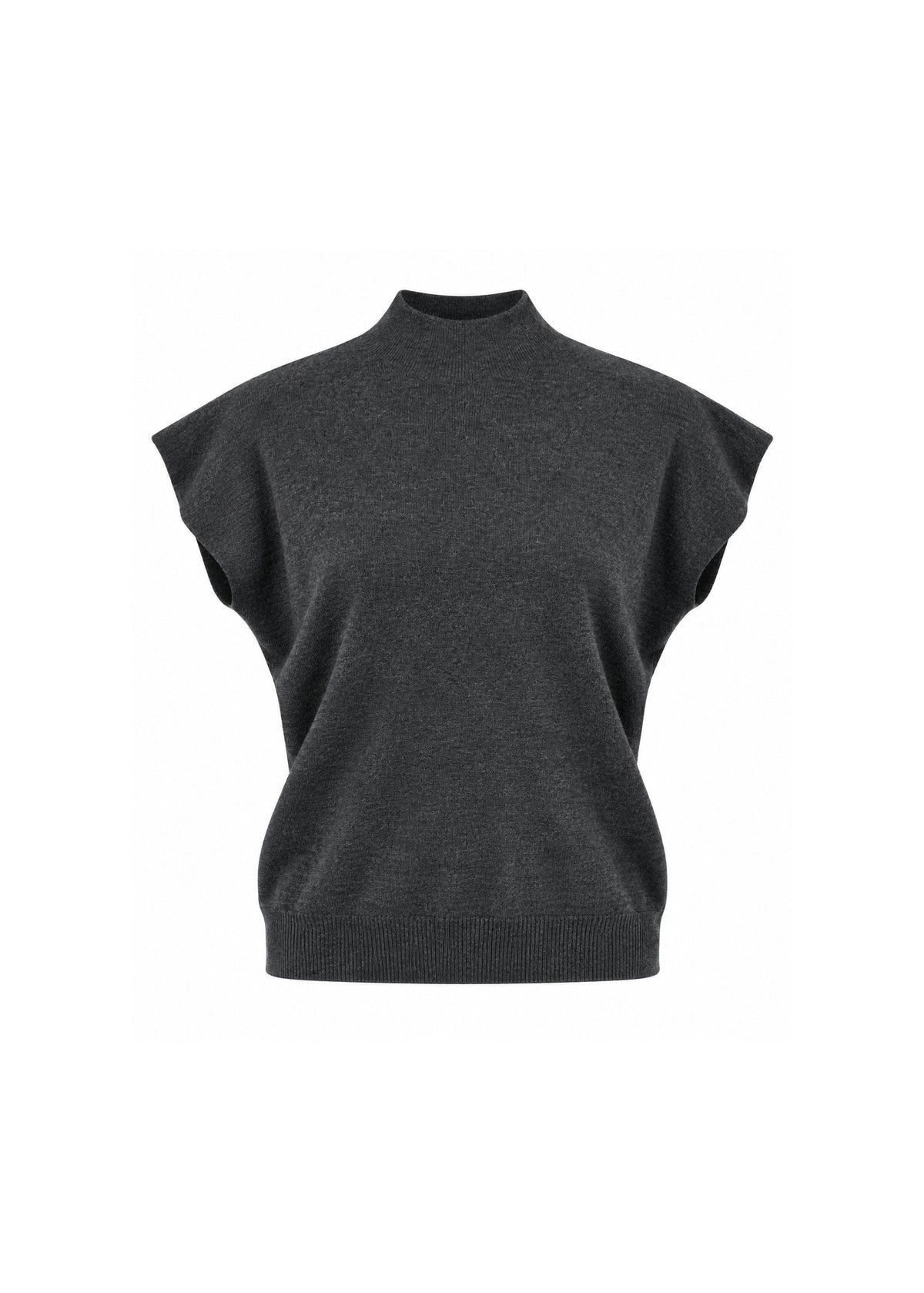 MOCK-NECK CAP-SLEEVE KNIT TOP