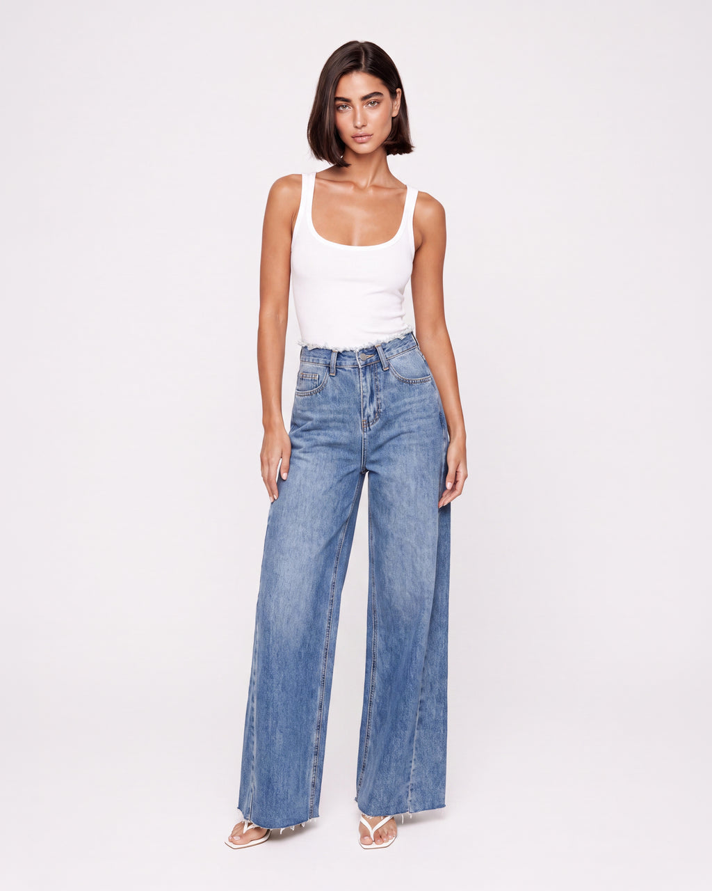 HIGH WAIST WIDE LEG JEANS