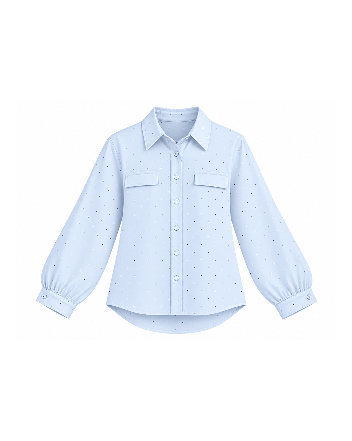 POLKA DOT BUTTON-FRONT LONG SLEEVE SHIRT