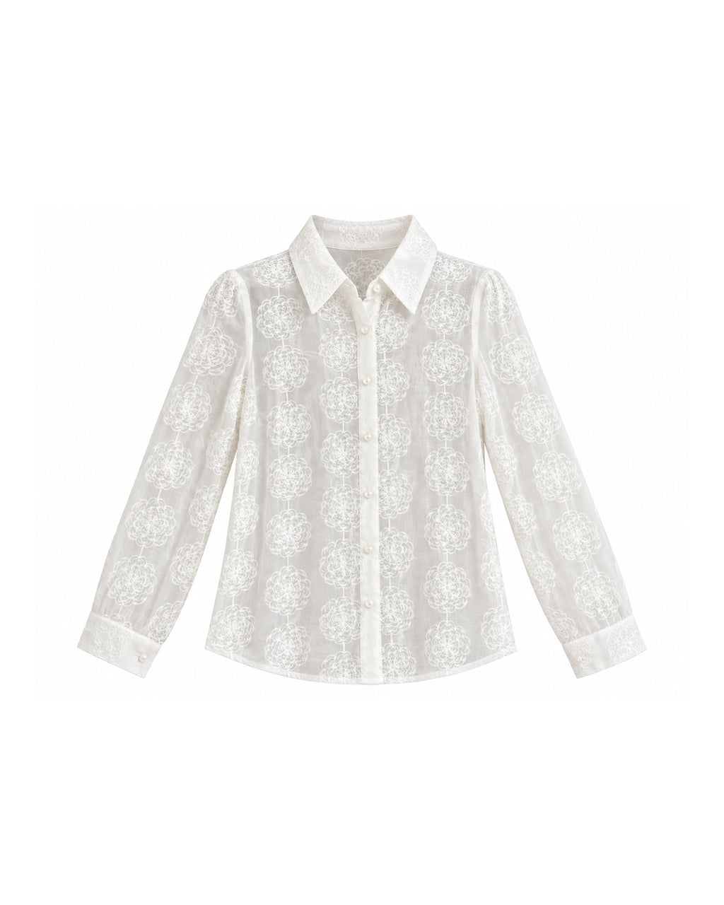 FLORAL EMBROIDERED SHEER BLOUSE