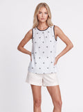 EMBROIDERED CONTRAST TRIM TOP