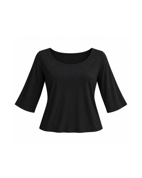 BOAT NECK THREE-QUARTER SLEEVE TOP