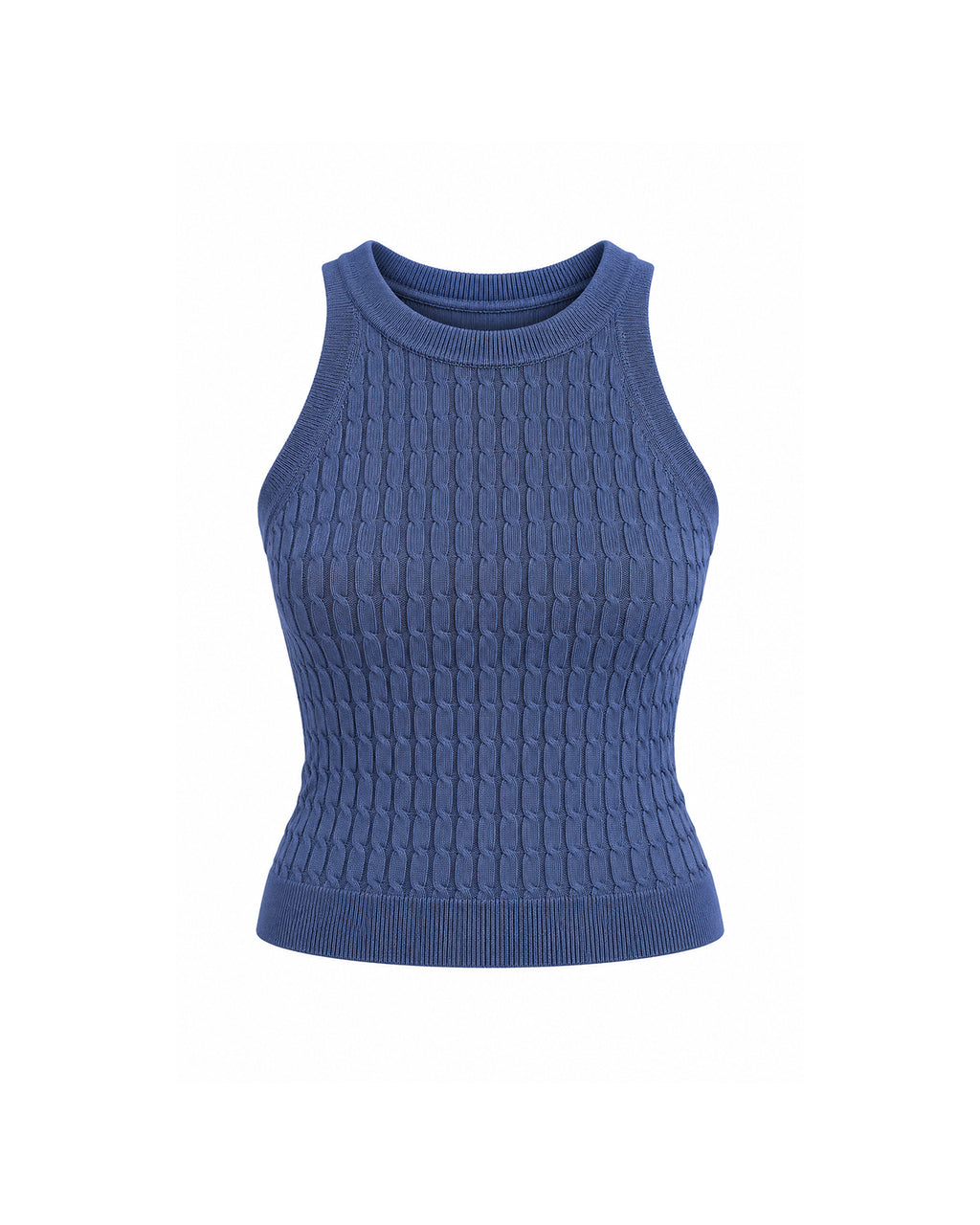 CABLE-KNIT HIGH-NECK TANK TOP