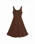 SCOOP-NECK A-LINE MIDI DRESS