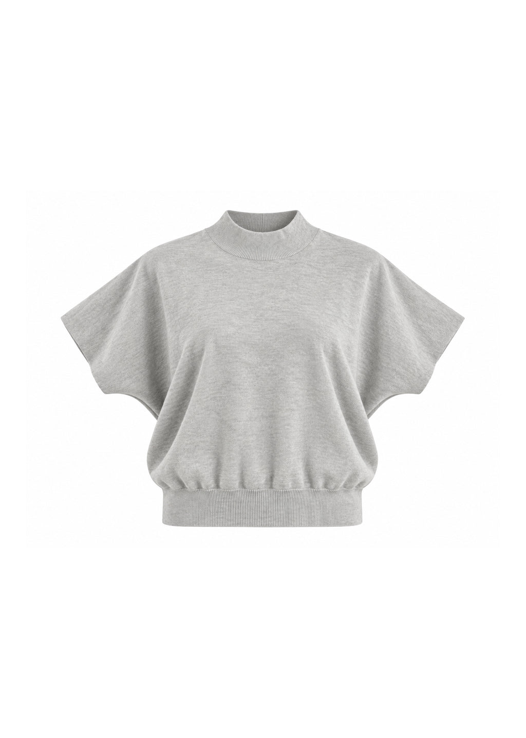 MOCK-NECK SHORT-SLEEVE KNIT TOP