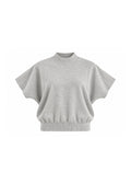 MOCK-NECK SHORT-SLEEVE KNIT TOP