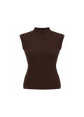 MOCK-NECK TEXTURED SLEEVELESS KNIT TOP