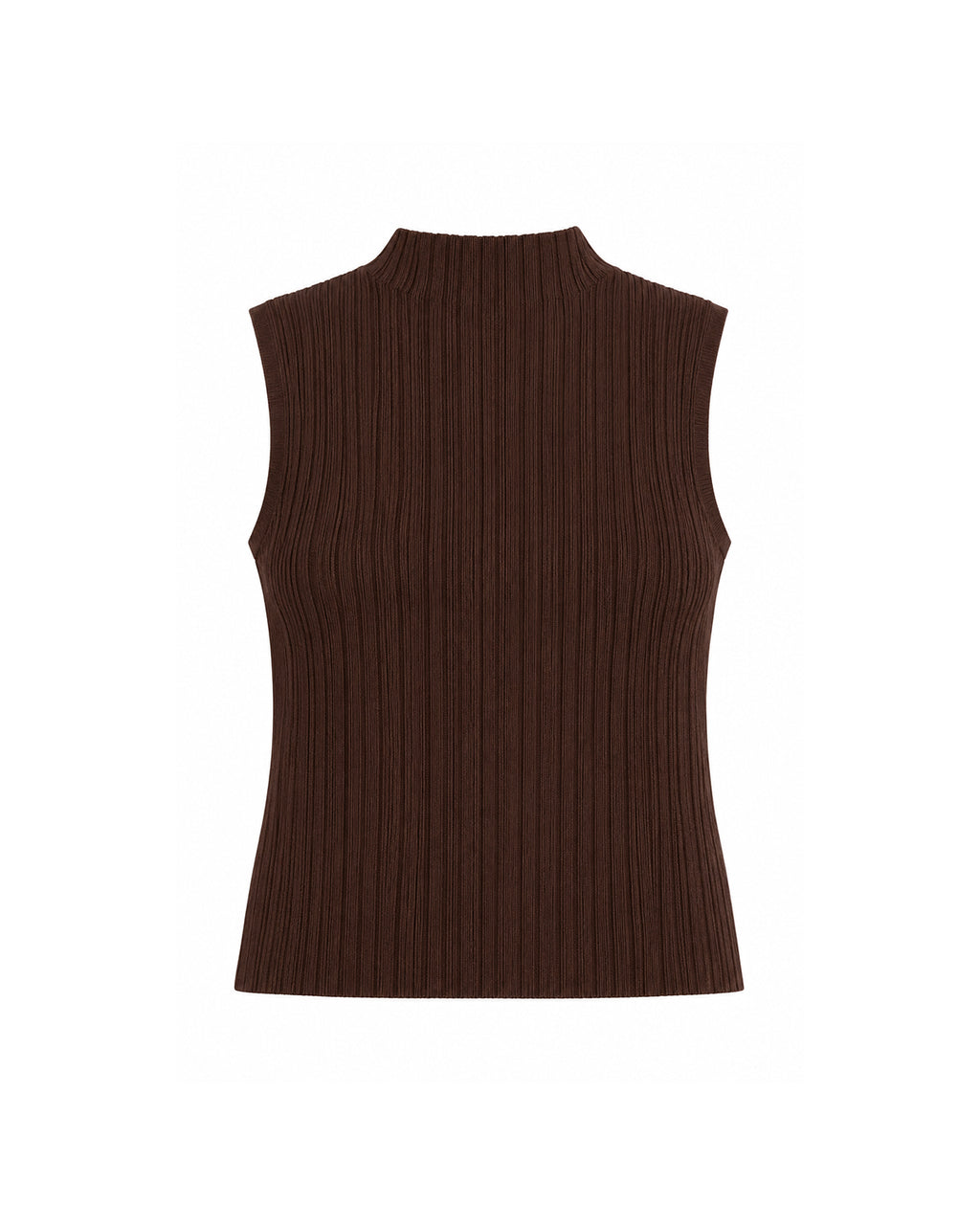 SLEEVELESS RIBBED KNIT MOCK NECK TOP