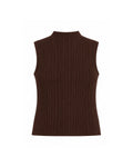 SLEEVELESS RIBBED KNIT MOCK NECK TOP