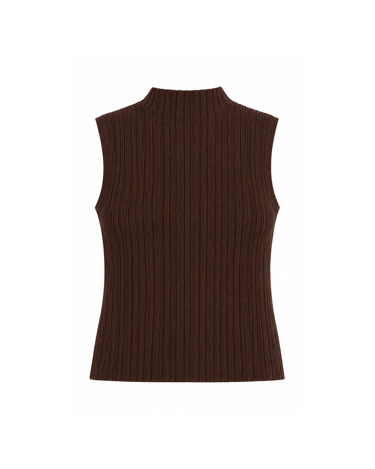 SLEEVELESS RIBBED KNIT MOCK NECK TOP