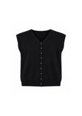 V-NECK BUTTON-FRONT SLEEVELESS KNIT VEST
