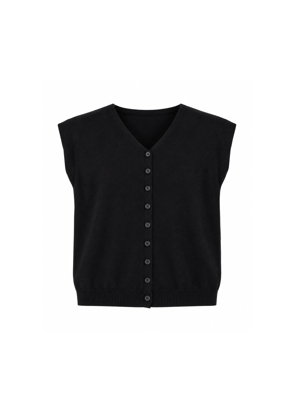 V-NECK BUTTON-FRONT SLEEVELESS KNIT VEST
