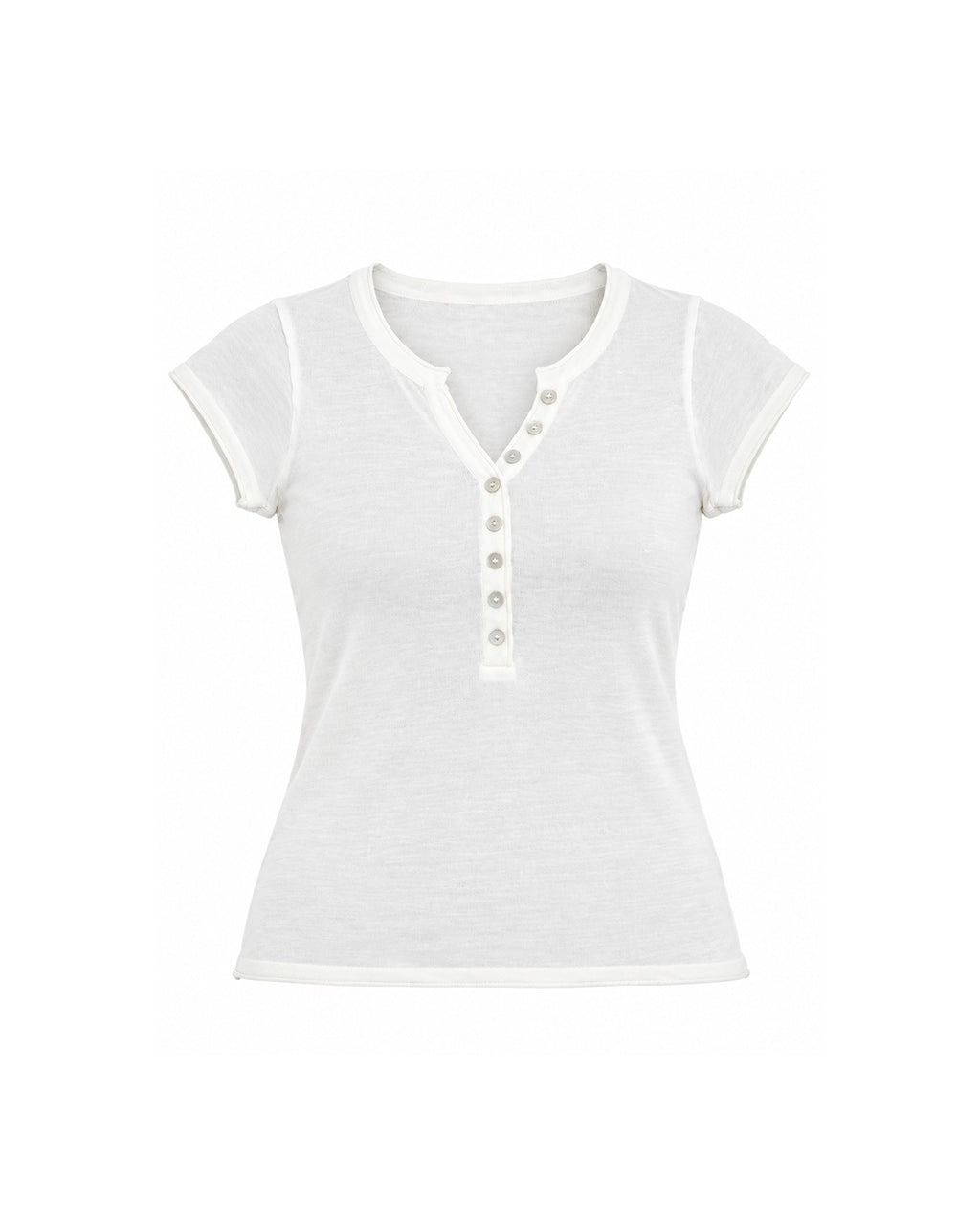 SHORT SLEEVE BUTTON FRONT HENLEY TOP