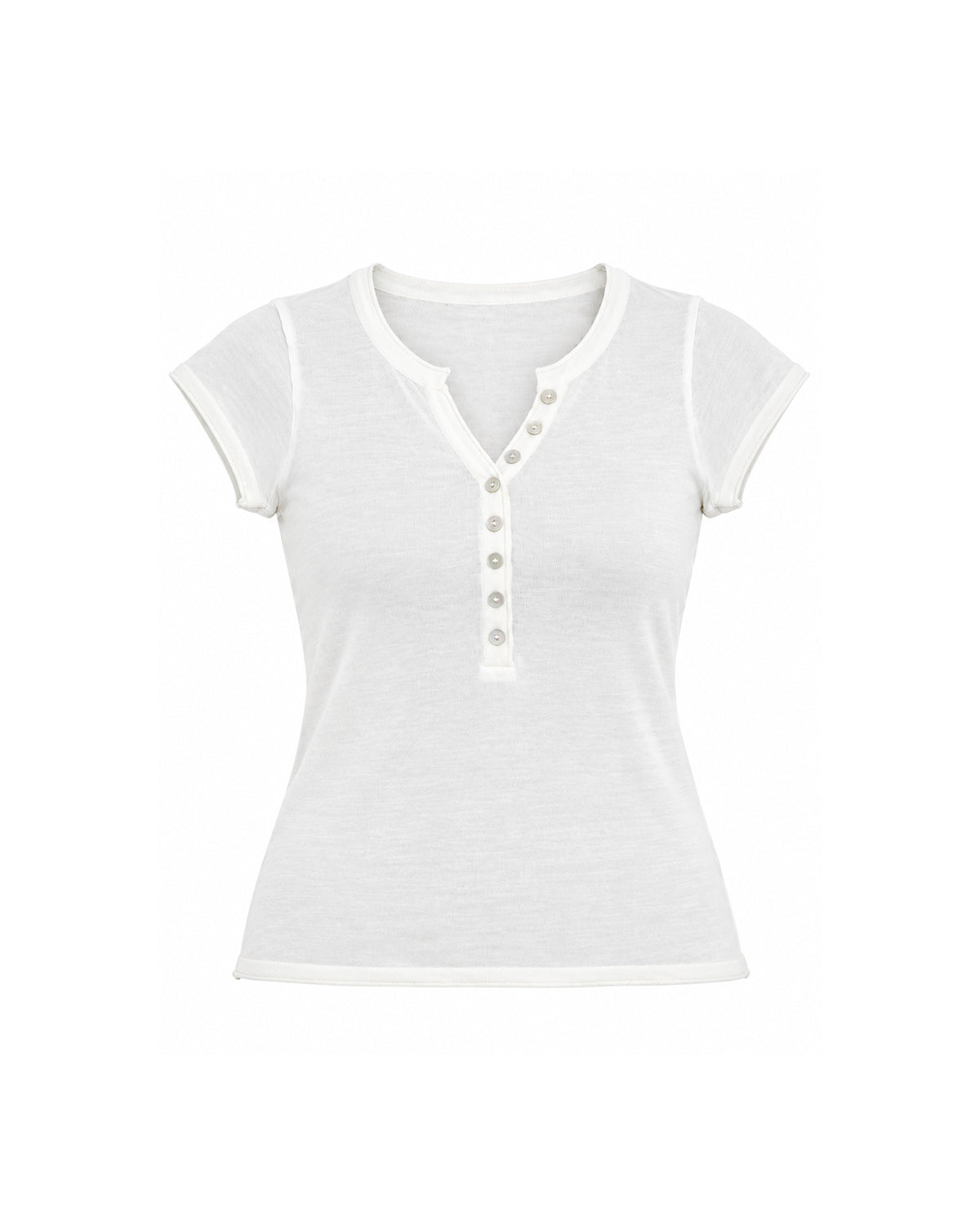 SHORT SLEEVE BUTTON FRONT HENLEY TOP