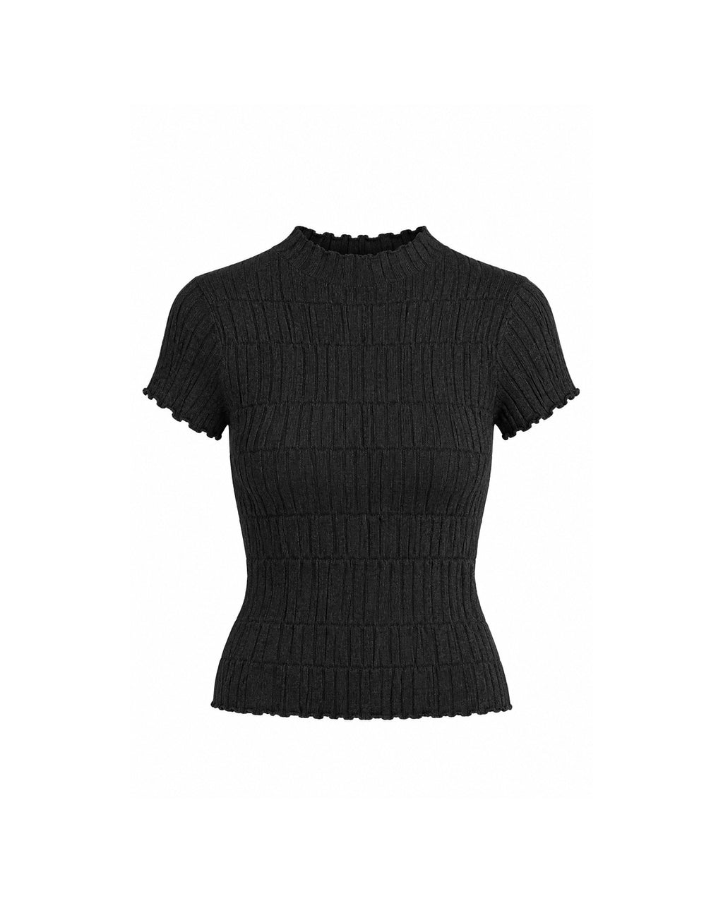 RIBBED MOCK NECK SHORT SLEEVE TOP