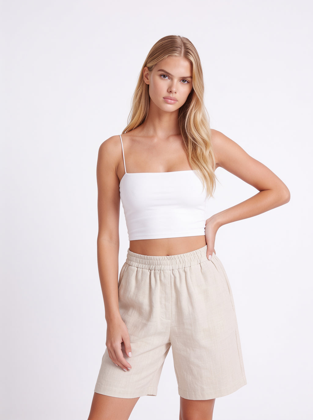 RELAXED LINEN BERMUDA SHORTS
