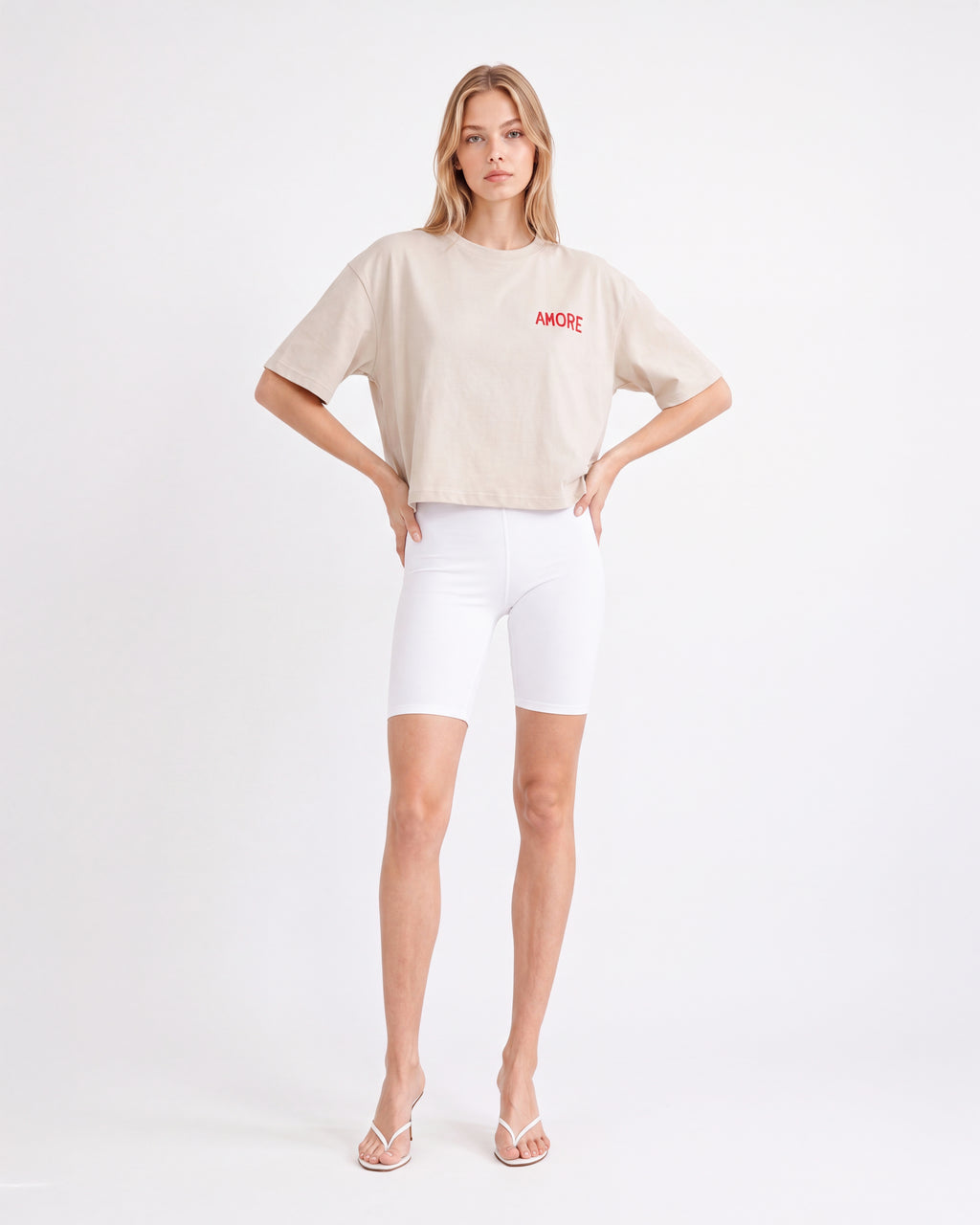 AMORE GRAPHIC CROPPED OVERSIZED T-SHIRT WHITE
