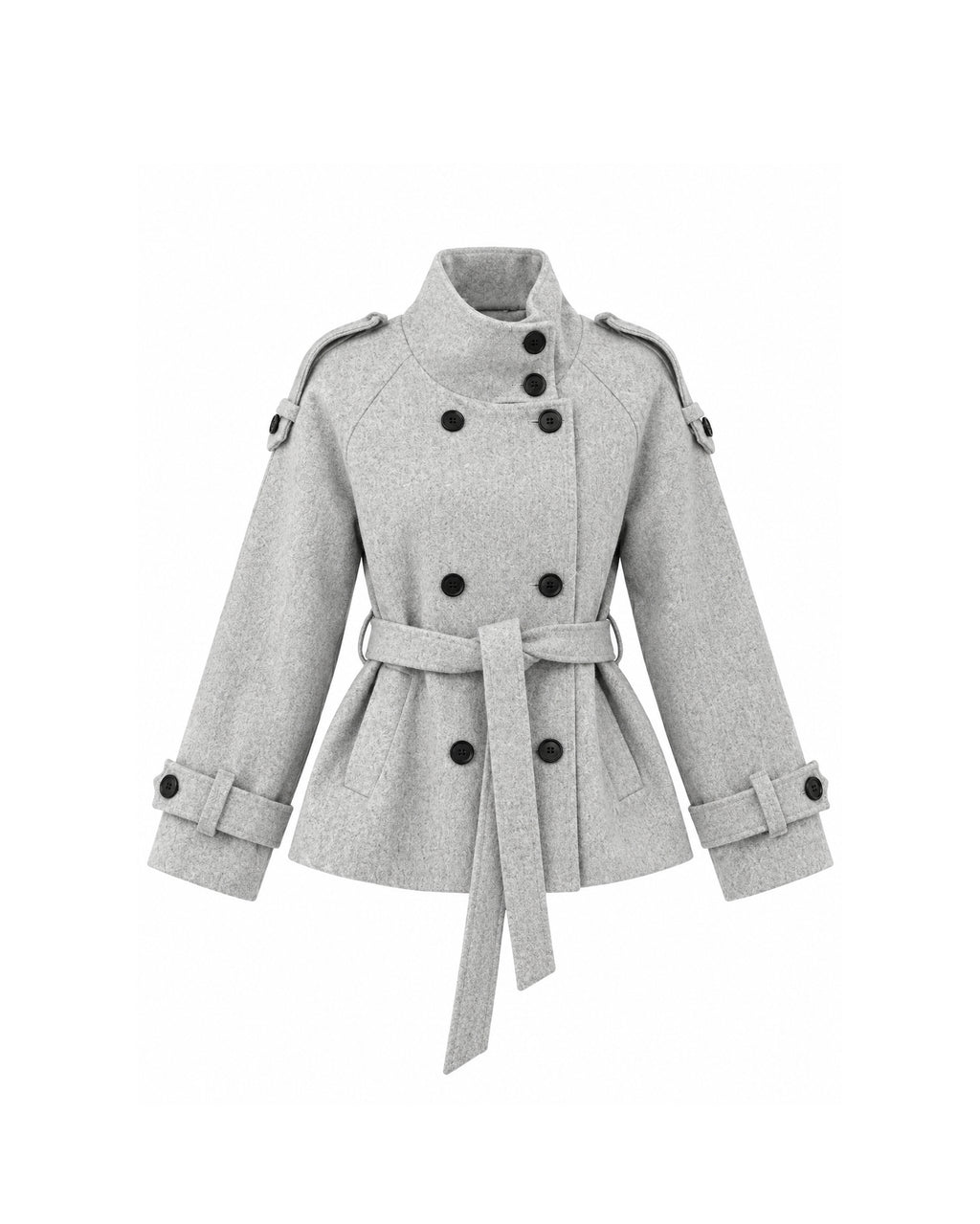 DOUBLE-BREASTED BELTED WOOL COAT